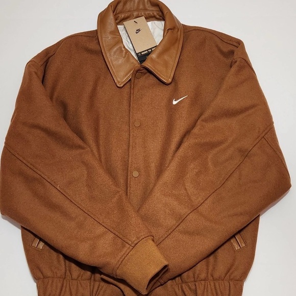 Nike Other - New Nike Air Varsity Jacket Wool Leather Tan Brown FZ1168 281 Men's Large Tall